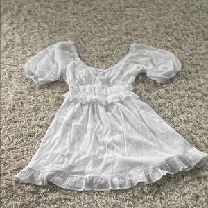 Trixxi Cream Puff Sleeve Sundress with Ruffled Hem